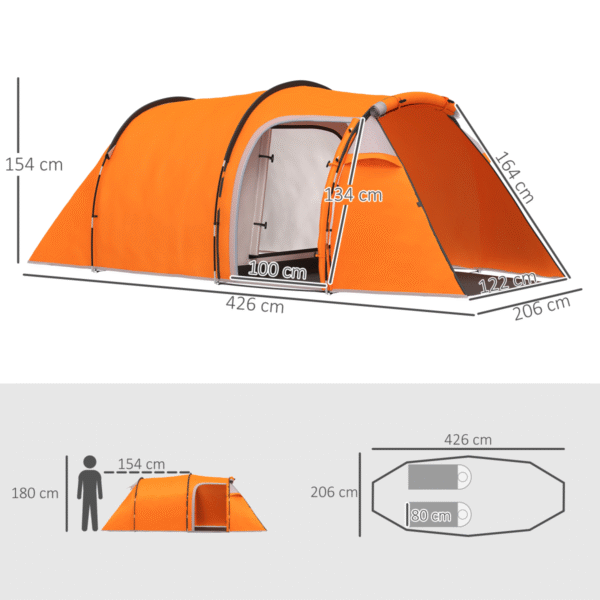 Outsunny 3 Man 2-Room Tent Camping Tent With Living Area Air Vents - Image 6