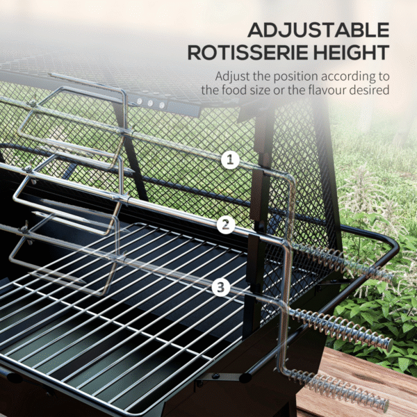 Outsunny 3-in-1 BBQ Rotisserie Grill Roaster Fire Pit for Outdoor Picnic Camping - Image 5