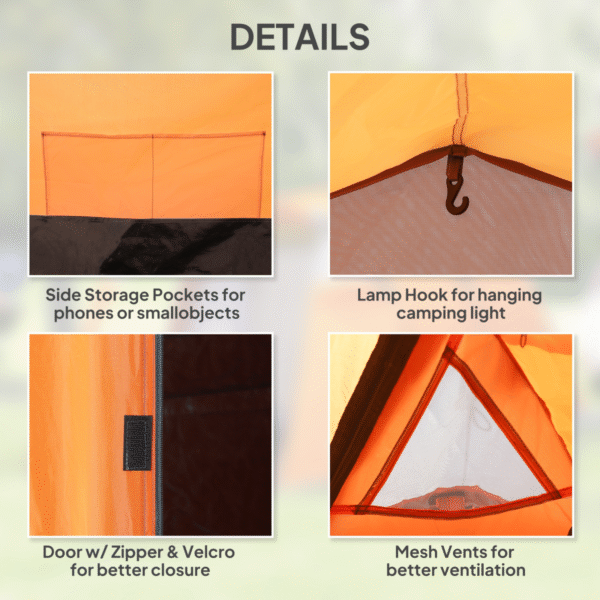 Outsunny 3 Man 2-Room Tent Camping Tent With Living Area Air Vents - Image 7