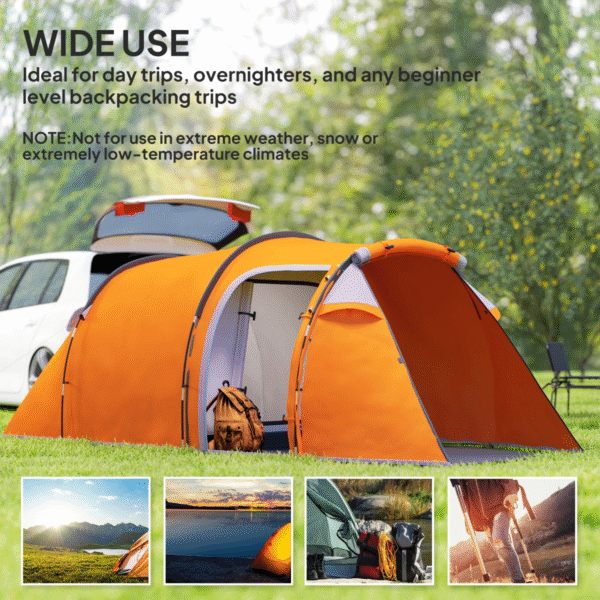 Outsunny 3 Man 2-Room Tent Camping Tent With Living Area Air Vents - Image 8