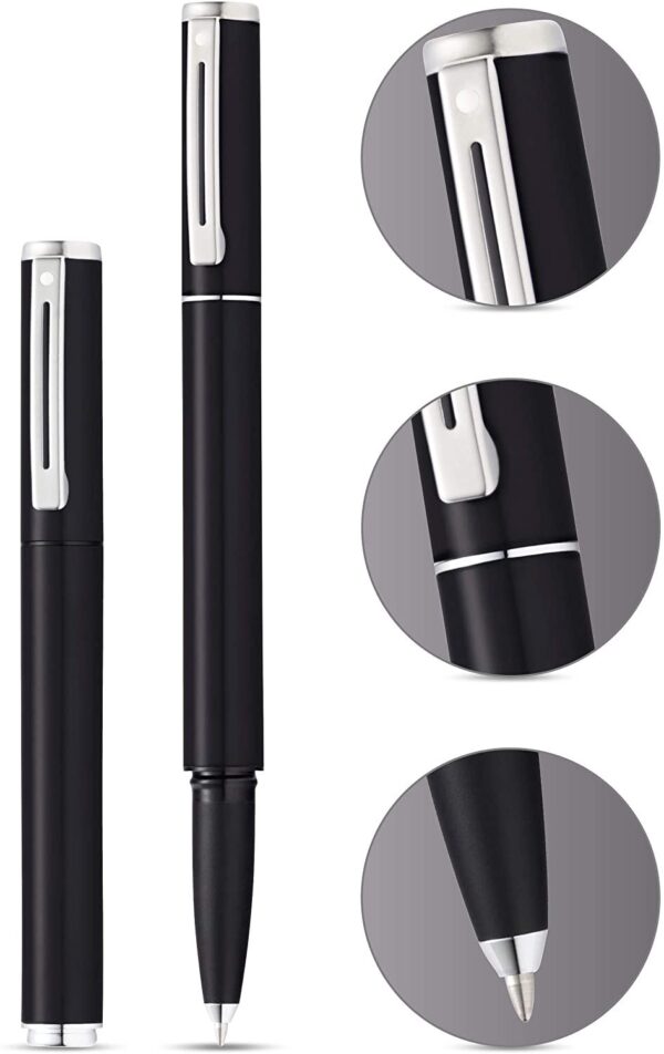 Sheaffer Pop Rollerball Pen Medium Tip BLACK with Chrome Trim Black Ink E1920551 - Image 2