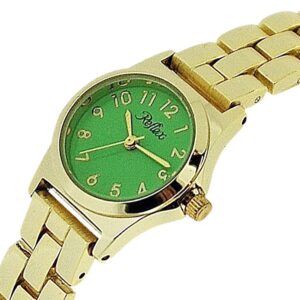 Reflex Ladies Metal Analogue Green Dial & Yellow Tone Metal Bracelet Strap Watch LB106