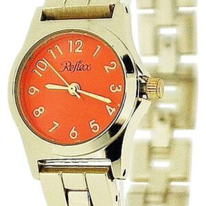 Reflex Ladies Metal Analogue Orange Dial Yellow Tone Metal Bracelet Strap Watch LB109