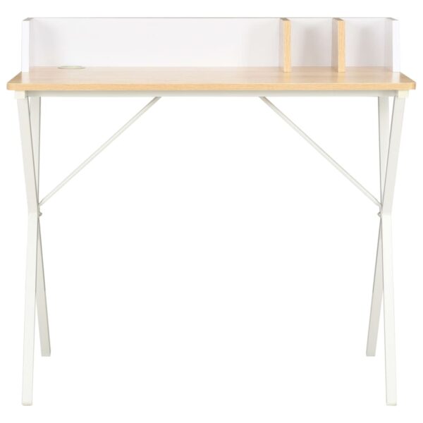 vidaXL Desk White and Natural 80x50x84 cm - Image 2