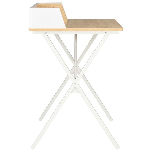 vidaXL Desk White and Natural 80x50x84 cm - Image 3