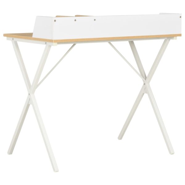 vidaXL Desk White and Natural 80x50x84 cm - Image 4