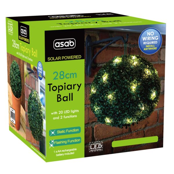 1X 28cm Solar Topiary Ball GREEN AS-11534 14516 AS-20218 - Image 2