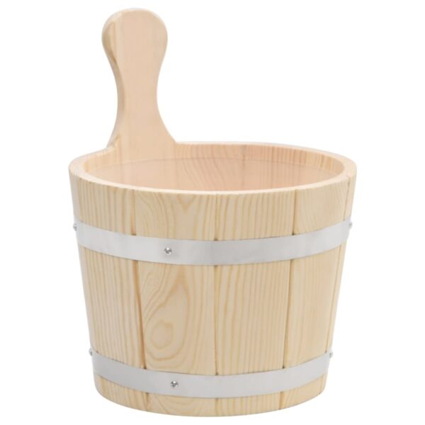 Sauna Bucket and Ladle Set Solid Wood Pine - Image 2