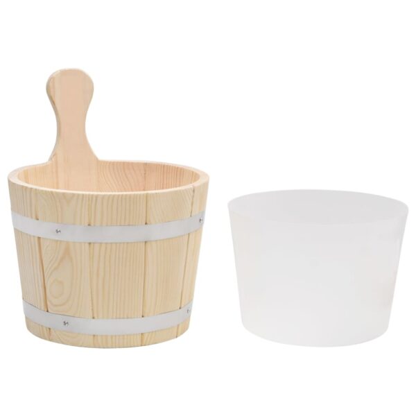 Sauna Bucket and Ladle Set Solid Wood Pine - Image 5
