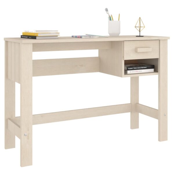 vidaXL Desk HAMAR Honey Brown 110x40x75 cm Solid Wood Pine - Image 4