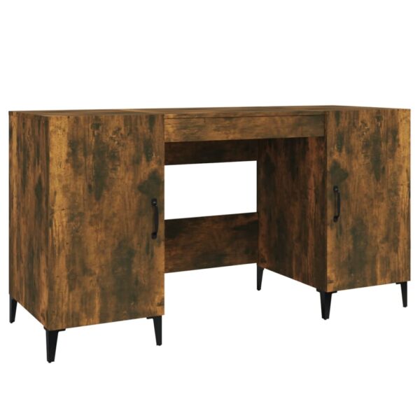vidaXL Desk Smoked Oak 140x50x75 cm Engineered Wood - Image 2