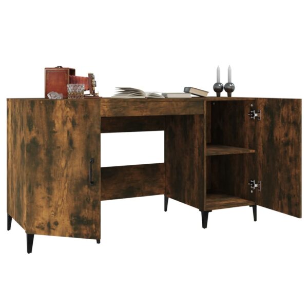 vidaXL Desk Smoked Oak 140x50x75 cm Engineered Wood - Image 5