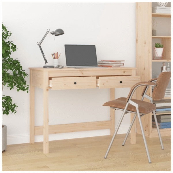 vidaXL Desk with Drawers 100x50x78 cm Solid Wood Pine - Image 3