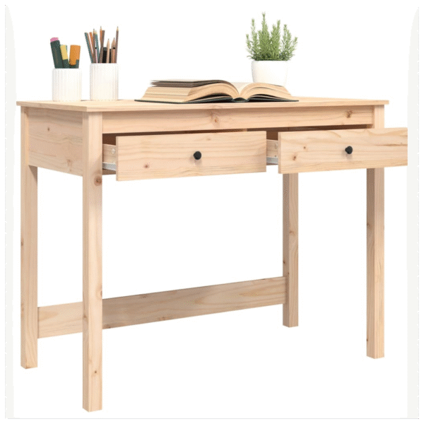 vidaXL Desk with Drawers 100x50x78 cm Solid Wood Pine - Image 5