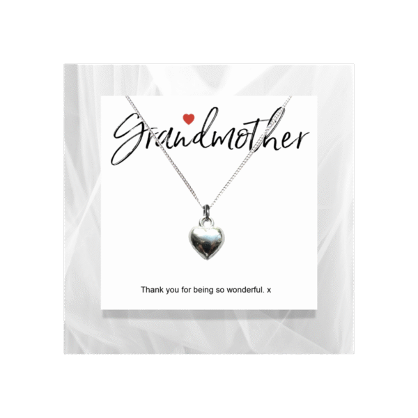 Grandmother Message Card with Heart Necklace