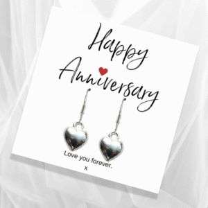 Heart Earrings & Anniversary Message Card