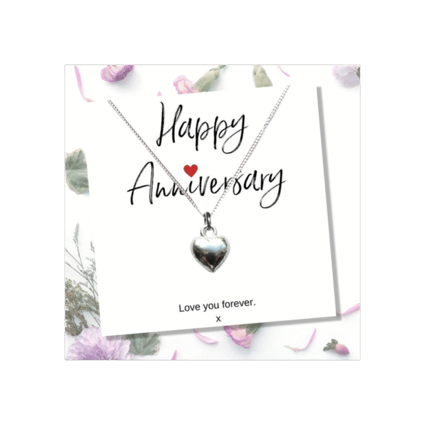 Heart Necklace & Anniversary Message Card