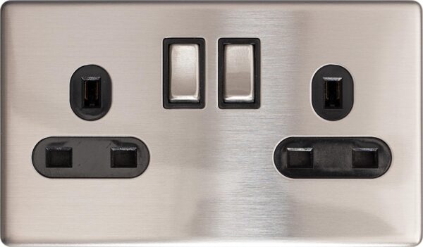 2 Gang 13A Double Pole Switched Socket Screwless E345AD