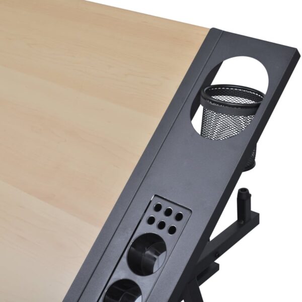 Two Drawers Tiltable Tabletop Drawing Table with Stool - Image 5