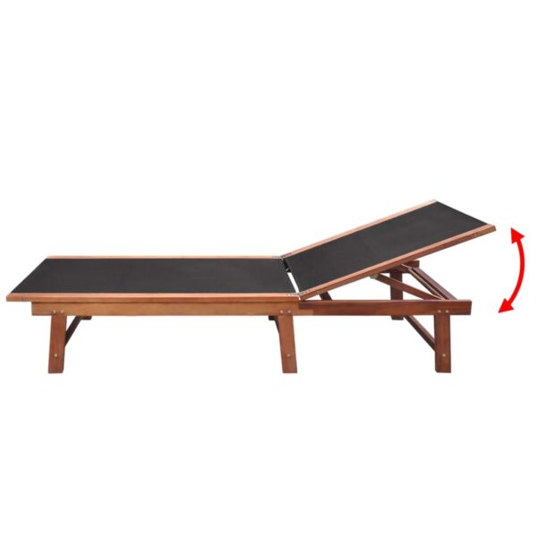 Sun Loungers 2 pcs with Table Solid Acacia Wood and Textilene - Image 5