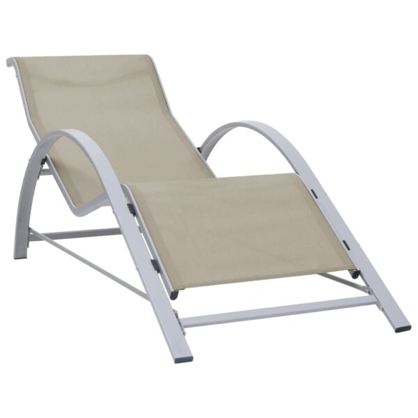 Sun Loungers 2 pcs with Table Aluminium Cream - Image 3