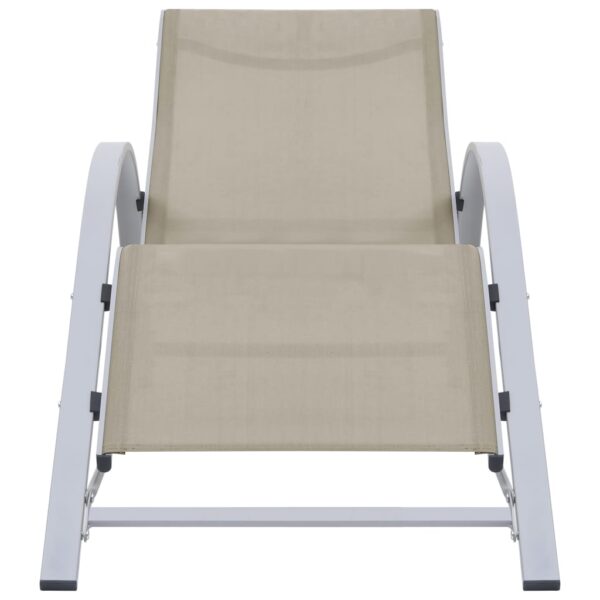 Sun Loungers 2 pcs with Table Aluminium Cream - Image 4