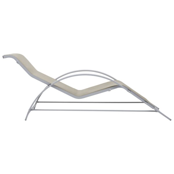 Sun Loungers 2 pcs with Table Aluminium Cream - Image 5
