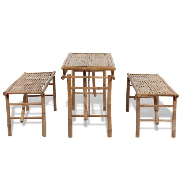 Beer Table with 2 Benches 100 cm Bamboo - Image 4