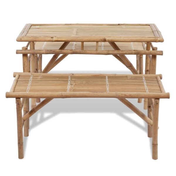 Beer Table with 2 Benches 100 cm Bamboo - Image 5