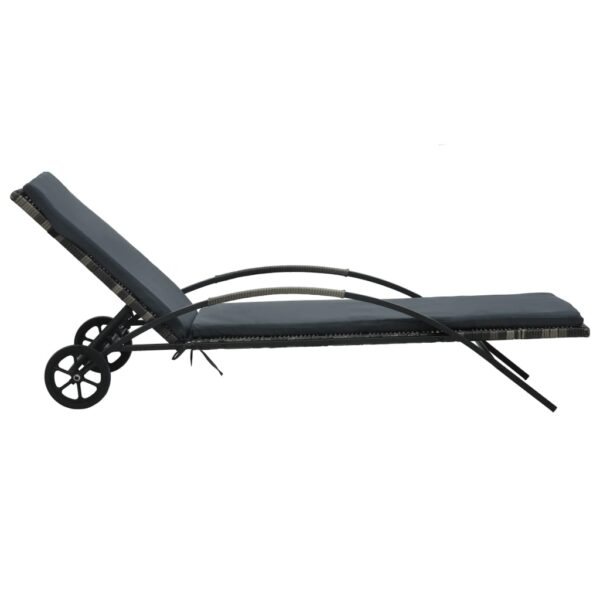 Sun Loungers with Table Poly Rattan Anthracite - Image 2