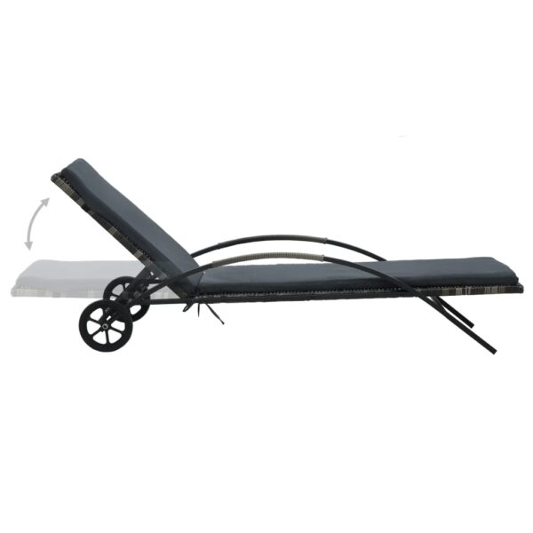 Sun Loungers with Table Poly Rattan Anthracite - Image 3