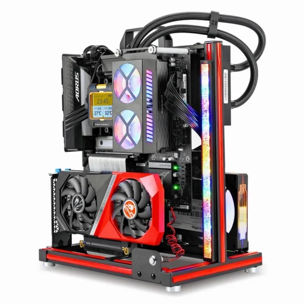 METALFISH BlockCase Aluminum Open Frame Case Support ATX/M-ATX Mainboard GPU Mount Horizontally 240 Water Cooler Gaming Cabinet - Image 4
