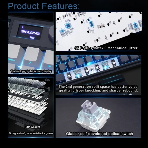 SKYLOONG Optical Switches Keyboard 8k Polling Rate USB-C Wired RGB Backlit GK75/GK87/GK980/GK104 Low latency Gaming Keyboard - Image 2