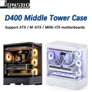JONSBO D400 ATX Seaview Room Chassis (column-free curved glass/dual 360°radiator/ATX PSU/10 fan slots/Type-c Gen2 10Gbps+) Case