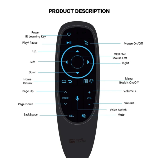 Wholesales G10S G10SPro G10SPRO BT Voice Remote Control Wireless Air Mouse With Gyro Sensing Mini Backlit For Android TV Box - Image 6
