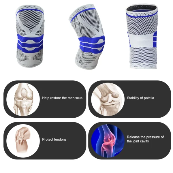 Knee Brace Knee Support Compression Sleeve with Side Stabilizers & Silicone Patella Gel Pad for Meniscus Tear Arthritis Jogging - Image 5