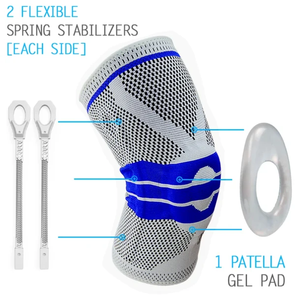 Knee Brace Knee Support Compression Sleeve with Side Stabilizers & Silicone Patella Gel Pad for Meniscus Tear Arthritis Jogging - Image 4