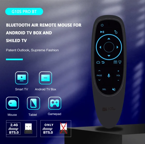 Wholesales G10S G10SPro G10SPRO BT Voice Remote Control Wireless Air Mouse With Gyro Sensing Mini Backlit For Android TV Box - Image 5