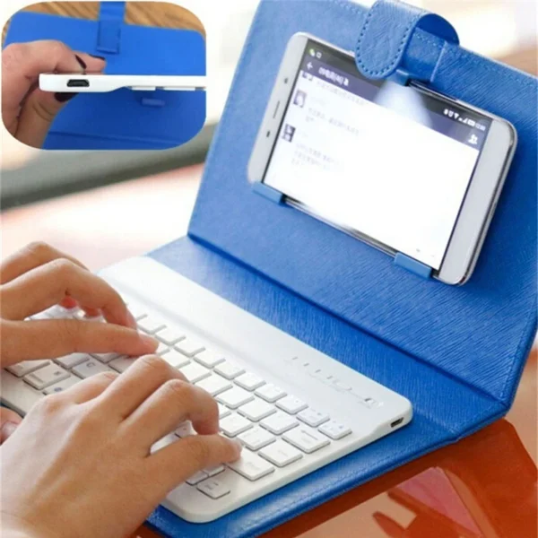 Wireless Bluetooth Keyboard For Iphone Huawei Xiaomi Tablet Mini Keyboard Mobile Phone Gaming Keyboard PU Case Support - Image 2