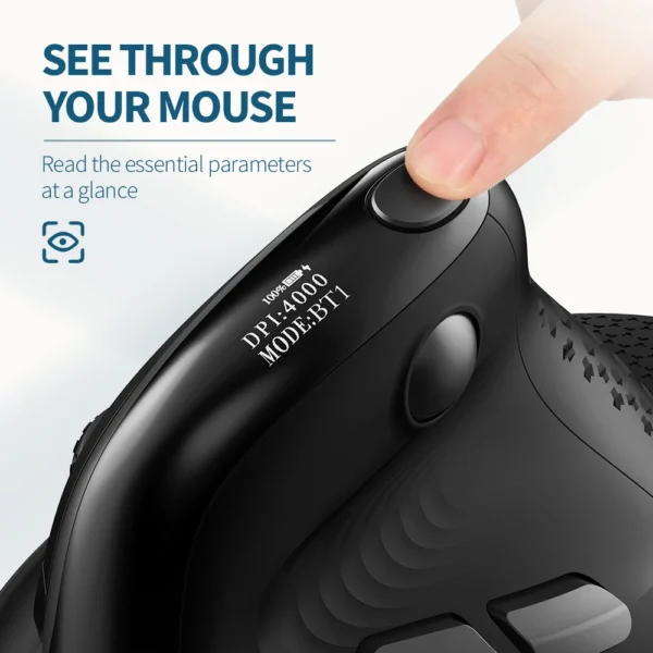 Delux M618XSD Seeker Ergonomic Vertical Mouse with OLED Screen 4000DPI Rechargeable 1000mA Removable Back Cover For Computer - Image 3