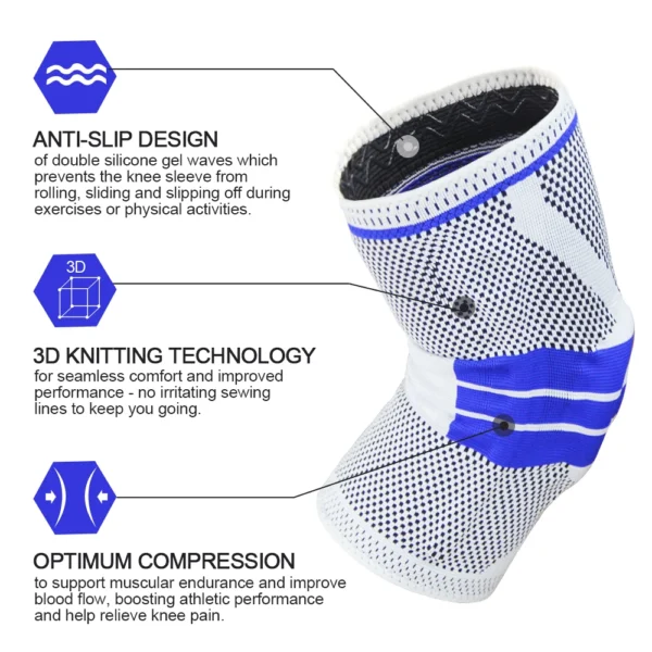 Knee Brace Knee Support Compression Sleeve with Side Stabilizers & Silicone Patella Gel Pad for Meniscus Tear Arthritis Jogging - Image 2