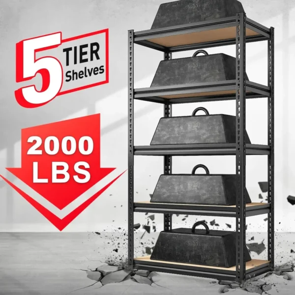 Y 72" Garage Shelving Heavy Duty Storage Shelves 2000LBS Garage Shelves 5 Tier Metal Storage Shelving Unit Adjustable Garage - Image 6
