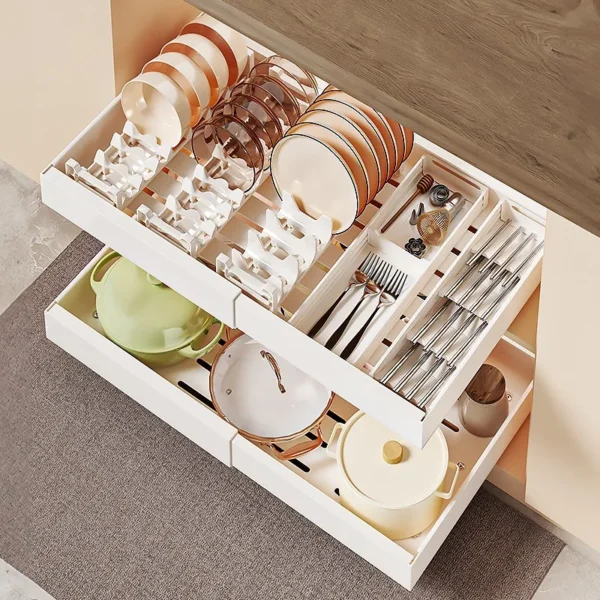 Retractable Storage Rack with Slide Rails Pull-out Kitchen Drawer Storage Rack Spice Box Storage Rack Cabinets Organizer Holder - Image 5