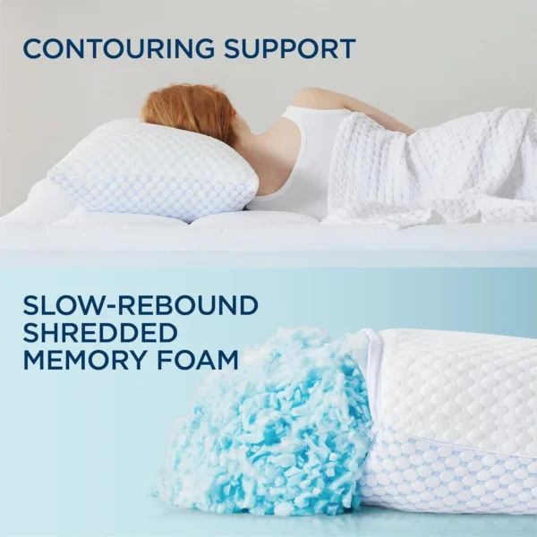 Memory Foam Cooling Pillow, Adjustable Loft Bed Pillow For Sleeping, Silky Ice Fabric, Washable Removable Bed Pillow Cover - Image 5