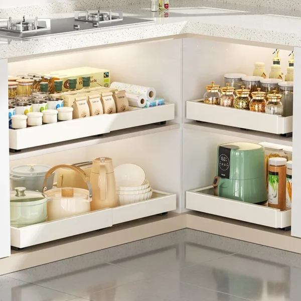 Retractable Storage Rack with Slide Rails Pull-out Kitchen Drawer Storage Rack Spice Box Storage Rack Cabinets Organizer Holder - Image 3