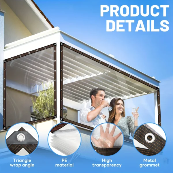 1 Batch of High-Density Transparent Waterproof Tarpaulin with Sealing Rings - a Universal Tarpaulin for Courtyard Gardens and Ca - Image 6