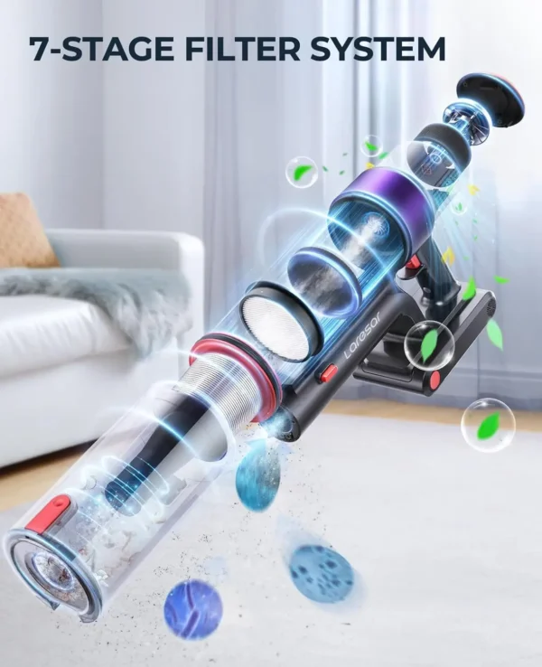 Laresar Elite 8 Cordless Vacuum Cleaner Handheld Home Appliance 450W Powerful smart home Touch Screen 55 Mins Detachable Battery - Image 5