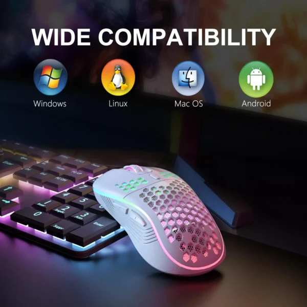 2.4G Wireless RGB Lighting Charging Mouse with Adjustable DPI Ergonomic Honeycomb Design Gaming Mouse for Desktop Laptop - Image 2