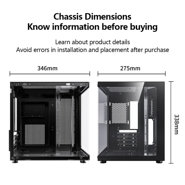 PADO YL M-ATX Gaming PC Case Desktop 270° Sea View Room Computer Case Without A-pillar Double-Sided Transparent PC Gamer Cabinet - Image 5