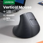 UGREEN Wireless Mouse Vertical 2.4G Ergonomic 4000DPI 6 Mute Buttons for MacBook Tablet Laptops Computer PC Mice Black Pink